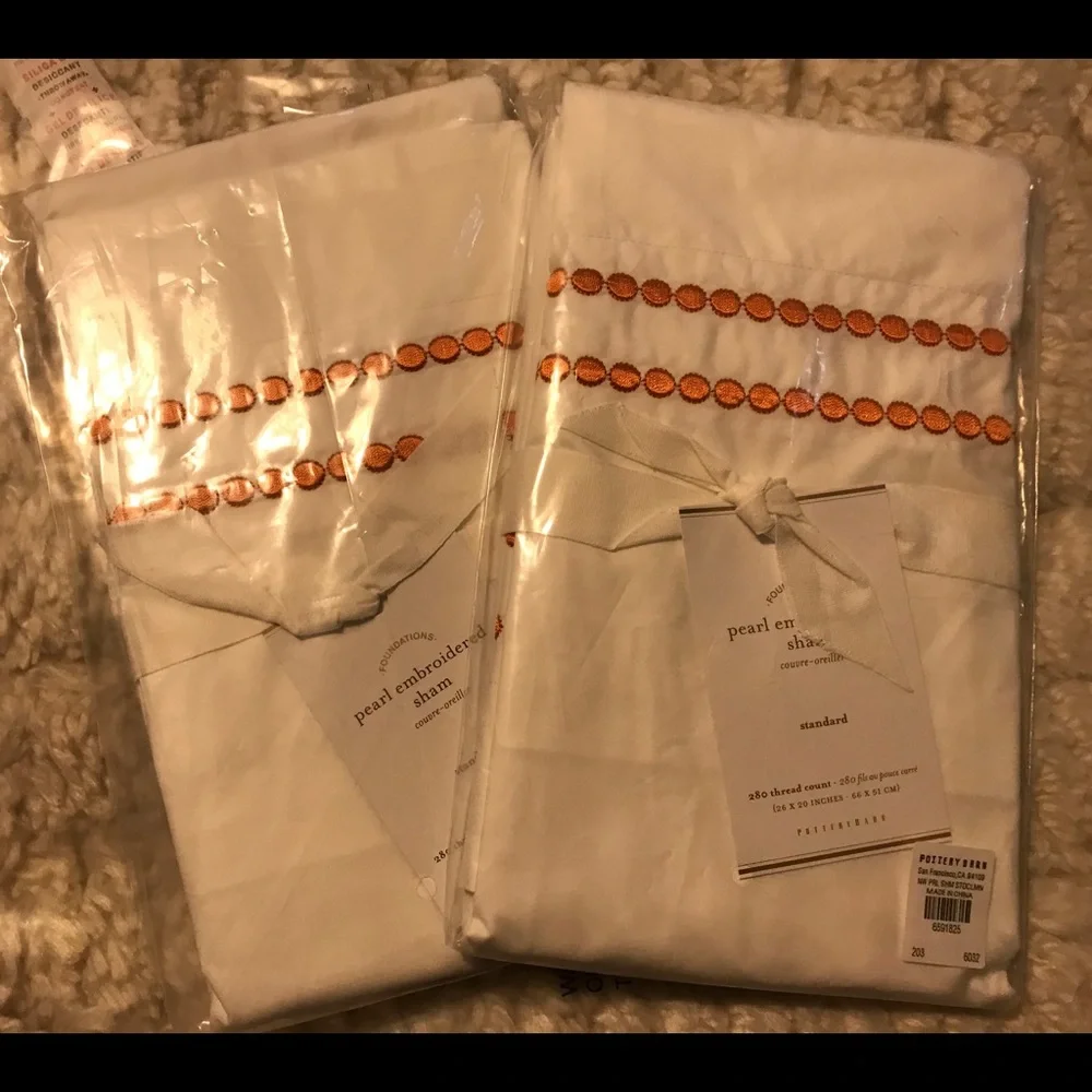 New Pottery Barn Pearl Embroidered Sham- Orange
